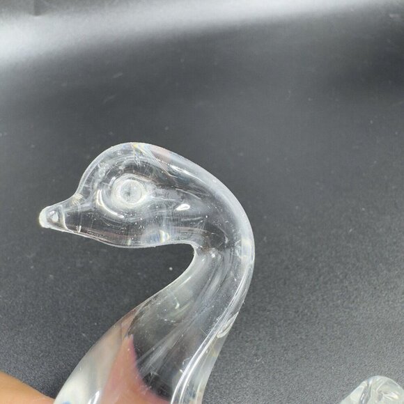 Vintage 1980s Clear Glass Duck Bird Figurine Whimsical Decor Glassware Figure - Picture 5 of 11